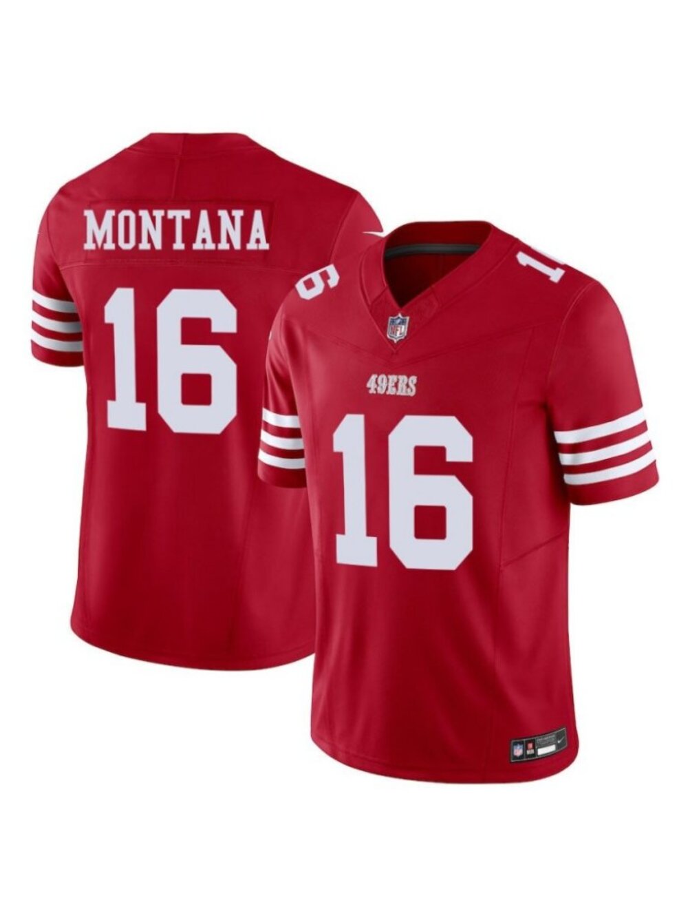 Adult Mens Joe Montana Stitched Jersey Red Vapor